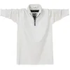 Herrpolos 2023 Stand Collar Polo Shirt Man dragkedja långärmad bomull plus storlek tee