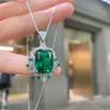 Pendentif Colliers SpringLady Trend 12 16mm Emerald Gemstone Collier Bague Femme De Luxe Fête De Mariage Fine Jewelrye Anniversaire Cadeau