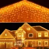 その他のイベントパーティーのサプライズクリスマス装飾2023 LED ICICLE LIGHTS OUTDOOR Year 2024 Fairy Light Street Garland on the House droop050607m231018