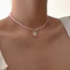 Collane con ciondolo Collana a doppio strato Girocollo a cuore Catena regolabile per il collo Pezzi di gioielli alla moda Cravatte alla moda