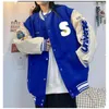 Vestes pour hommes Klein Blue Baseball Jacket Hommes Unisexe Vintage Patchwork Veste Printemps INS Hip Hop American Baseball Jersey Couple Casual Manteau 231018