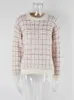 Chandails pour femmes Fitshinling Furry Plaid pull Jersey hauts en tricot vêtements d'hiver pull tricots mode pulls poilus