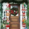 Décorations de Noël 1 paire de portes joyeuses bannières suspendues père Noël bonhomme de neige couple Navidad fête décoration de la maison 2024 Noel 231013