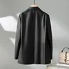 Kvinnors läder 2023 Autumn/Winter Fashion Loose Mid Length Sheepskin Suit Coat gjord av europeisk äkta