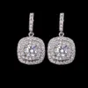 2021 Choucong Marque Dangle Boucle D'oreille Bijoux De Luxe 18k Or Blanc Remplissage Rond Coupe Topaze Saphir De Haute Qualité Promesse De Fête Femmes W269B