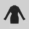 318 2023 Runway Dress Spring Autumn Dress Brand Same Style Empire Crew Neck Long Sleeve White Black Womens Dress Fashion moduofe