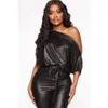 Women's Jumpsuits & Rompers Sexy Women Off Shoulder Pu Leather Short Sleeve Belted Bodycon Slim Long Skinny Jumpsuts Evening 233N