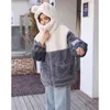 Trench da donna Cappotto di lana di agnello Cappotto invernale Y2k Studente giapponese Ragazza morbida Carino Plus Velluto Maglione con cappuccio spesso In vendita 2023