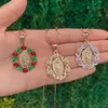 Ожерелья с подвесками Guadalupe, ожерелье для женщин, ювелирные изделия Девы Марии, персонализированная цепочка с розами, позолоченный металлический цветок, подарок Frien294K