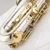 Helt ny Alto Saxophone WO37 Nickel Plated Gold Key Professional Super Play B Flat Sax Mouthpiece With Case and Accessories