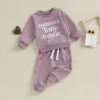Kledingsets Babymeisje Herfstkleding Effen Kleur Lange mouw Letterprint Sweatshirt Broek Set Peuter Trainingspakken 2-delige outfit