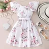 Girl Dresses Children Girls Princess Summer Floral Print Kids Clothes Ruffles Sleeveless 7 To 11 Years Beach Sundress