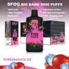 Vape portatile usa e getta SFOG big bang 9000 sbuffi vape soffio usa e getta 9k e sigaretta Bobina preriempita da 18 ml con bobina a rete 12 gusti penna a vapore con scatola di vapori