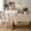 Tkanina stół światła luksusowa bawełniana morela kolor okrągły tkanina haftowa amerykańska wiejska obrus lotus liść grzybowy spódnica plisowana 231019