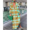 Casual Kleider Elegante Boho Hemd Kleid für Frauen Kleidung 2022 Frühling Sommer Vintage Übergroßen Druck Lange Midi Großhandel Drop Deliv