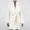 Damen Pelz Faux Fashion Real Mantel Winterjacke Frauen Natürlicher Kragen Zwei Schichten Manschetten Kaschmirmischungen Wolle Warme Oberbekleidung 231018