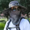 Berretti Stampa semplice Protezione per il collo Cappello da pescatore Resistente alla sabbia Stampa mimetica solare Uomo Campo Pesca Accessori moda