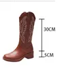 Boots Chunky Talon Western Cowboy Femmes Automne Vintage broderie chevalier confortable Chaussures de marche Botas Para Mujer 231019