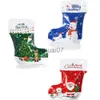 Decoraciones navideñas 10 bolsas de regalo con cremallera navideña calcetines botas Papá Noel muñeco de nieve bolsas de dulces de resina fiesta de Año Nuevo decoración de embalaje navideño x1019 x1020