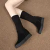 Top Boots Semelle épaisse en cuir véritable avec hauteur surélevée à l'intérieur des chaussures pour femmes automne hiver bottes courtes en laine version coréenne talons hauts en peluche neige