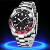 Rolaxs Watchs Mens Watch Cola Pepsi GMT 3186 Movement Premiumバージョン904L防水輝度サファイア5A品質自動40mmモントレデュルクスジュールにはロゴがあります