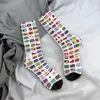 Herrensocken, Weltflaggen mit Ländernamen, Socken für Herren und Damen, Polyesterstrümpfe, anpassbares Design