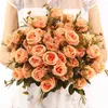 Dekorativa blommor konstgjorda blommor Seattle Rose Silk Long Branch Bouquet för bröllop Hem Rum Bord Dekor Dekor Fake Plant Wreath Accessory