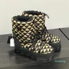 디자이너 스노우 부츠 나일론 apres-ski bootie bootie gabardine boots 여자 미끄러짐 chunky 겨울 따뜻한 모피 삼각형 부츠 신발