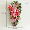 Flores decorativas grinaldas de natal grinalda vermelha porta da frente pendurado agulha de pinho artificial neve garands janela ao ar livre ano navidad decoração de casa 231019