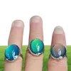 Large oval crystal mood ring Jewelry high quality stainless steel color changing ring adjustable298m6017453