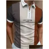 Mens S 2022 Men Shirts Summer High Quality Casual Daily Short Sleeve Striped Turn-Down Collar Zippers Tees Drop Delivery