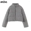 Feminino para baixo aproms elegante preto branco xadrez recortado parkas feminino 2023 inverno alta pescoço puffer jaqueta casaco grosso quente acolchoado curto