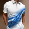 Polos pour hommes Summer Mens Polo à manches courtes 3D Impression Rétro Modèle d'encre Daily Street Casual Tops surdimensionnés Poloshirt Vêtements