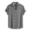 Chemises décontractées pour hommes Summer Houndstooth Plaid pour hommes Hawaiian manches courtes Mens Social Dress Beach Button Up Blouse CamisasMe239M