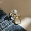 Solitaire Ring Brass Geo 2 Tone Solid Rings Women Jewelry Punk Style Designer Club Cocktail Party Gown Amazing Trendy Boho Korean Japan 231019