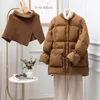 Puffer Jacket Scarf Down Jacket Women mid-length Puffer Jacket Casual Personality Pocket Coat