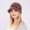 Chapéus de borda larga Bucket Chapéus Inverno Fleece Forrado Bonnet Chapéu Cabo Malha Quente Cloche Bucket Hat Bowler Chapéu Crânio Beanie com Viseira 231019