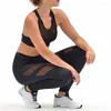 Yoga kläder för hög midja sportbyxor mage kontroll 4 vägs stretch mesh kvinnor fitness leggings sd669