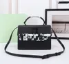 Schwarze Graffiti Frauen Handtasche Mode Lederbeutel schwarze Träger schwarze Schulter Multi Purpose White Bag