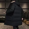 Mens Down Parkas Korean Cotton Jacket Winter Lengthened Coat Mediumlength Knee Thickened Hooded Clothing 231018