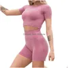 Kvinnor Tracksuits Casual Sexig Designer Lounge Wear Ribbed Two Piece Halter Top Tank Kort kvinnor Setwomens Drop Delivery