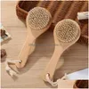 Badborstels Sponzen Scrubbers Dhs 100 stuks Droge lichaamsborstel Rugscrubber Antislip Kort Houten handvat Natuurlijke haren Douche Exfo Dhcyi