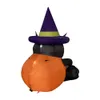 Giocattoli di Halloween 180cm 6FT Zucca di Halloween gonfiabile Decorazione del giardino all'aperto che fa esplodere Cappelli di gatto grigio Giocattoli con luci a LED integrate Regalo 231019