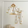 Conjuntos de roupas primavera outono infantil bebê bodysuit meninos meninas roupas coreano dos desenhos animados engraçado banana impressão manga longa macacões chapéu conjunto romper