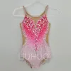 Dresses Red Simulation Flower Rhythmic Gymnastics Leotards Be Flash Diamond Girls Competition Performance