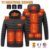 11 áreas chaqueta calentada USB hombres mujeres invierno al aire libre calefacción eléctrica chaquetas deportes cálidos abrigo térmico ropa Heata309k