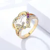 Bagues de cluster Yo Top Qualité Fête des Mères Cadeau Maman Creux Design Coeur Papillon Cristal Bague Femmes Maman Bague230a