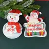 Decorações de Natal 10pcs Saco de Doces Crianças Favores Papai Noel Cookies Plástico Embalagem de Presente Sacos Feliz Natal Decoração para Ano 2024 Navidad