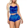 Vêtements de nuit pour femmes Sexy femmes ensemble 2 pièces col en V Spaghetti sangle couleur unie dos nu saint valentin été dame pyjama costume