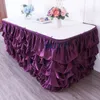 Jupe de table SK002G, fournisseur d'événements de mariage, jupe de table en satin blanc, violet, vert, rassemblée en usine, 231019